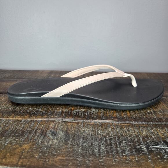 NEW Olukai Ho'Opio Womens Size 11 Sandal Flip Flop Thong Flats Floral Pink Black - Picture 5 of 11